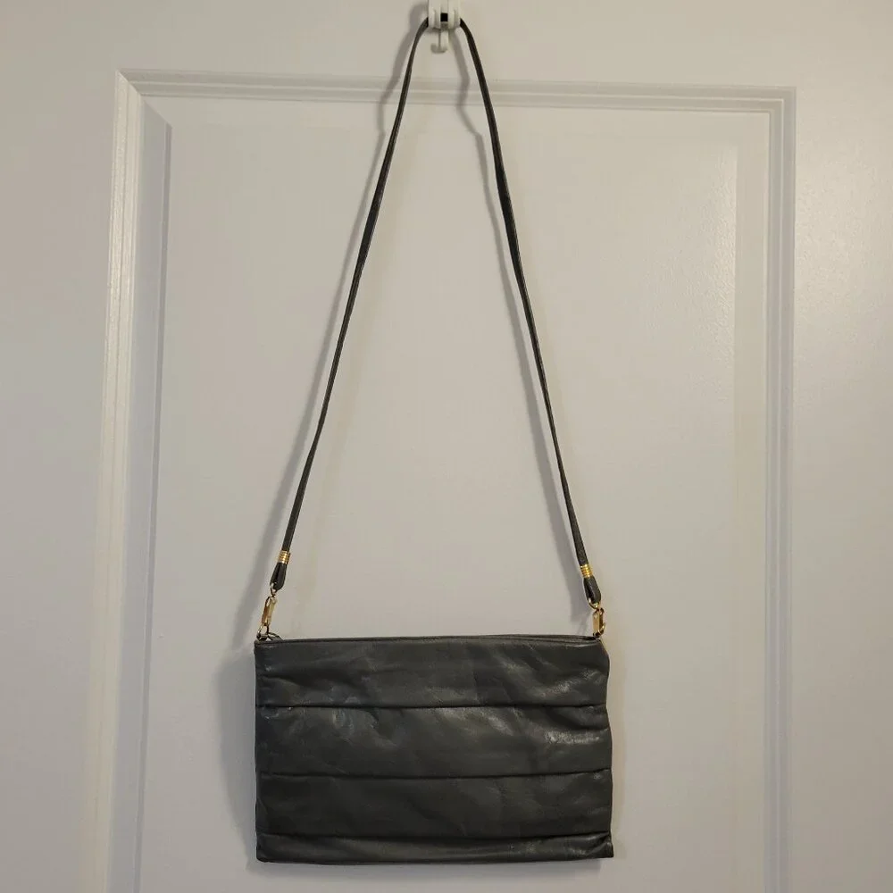 Vintage Leather Mimo Sacs Purse with Folded Layers - Grey - Picture 1 of 14